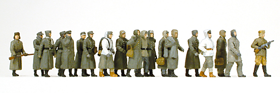WWII German prisoners of war with Russian guards (20 unpainted figures)<br /><a href='images/pictures/Preiser/16578.jpg' target='_blank'>Full size image</a>